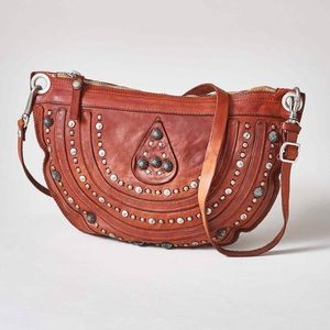 Campomaggi Catullo Clutch Bag Embellished Hobo shoulder purse cognac Studded